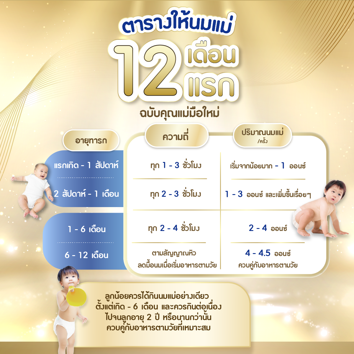 อินโฟกราฟิก ตารางให้นมแม่ 12 เดือนแรก ฉบับคุณแม่มือใหม่