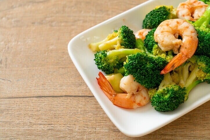 เมนูบรอกโคลีผัดกุ้ง